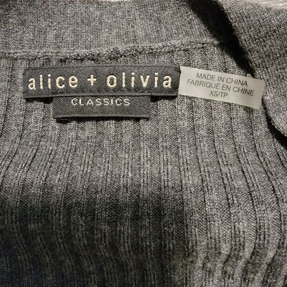 Alice + Olivia Dark Gray Annika Ribbed Long Cardigan Duster Sweater Dress - Picture 8 of 9